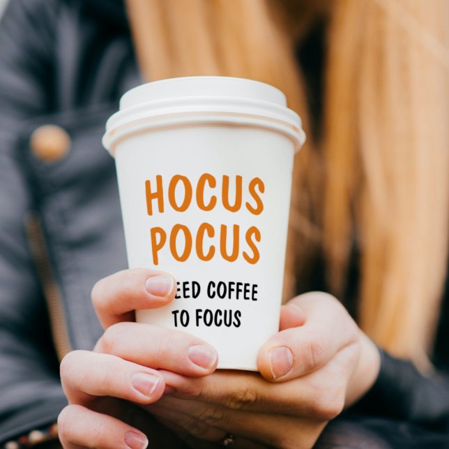 Hocus Pocus Funny Halloween Quote | Orange  Paper Cups (Creator Uploaded)