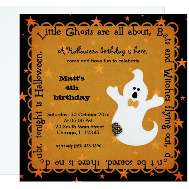 Hocus Pocus Ghost Birthday Invitation