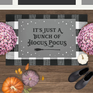 Hocus Pocus Gray and Black Halloween Quote Doormat