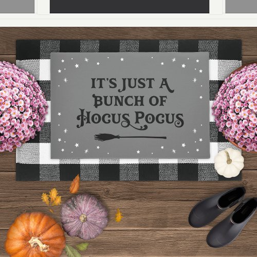 Hocus Pocus Gray and Black Halloween Quote Doormat