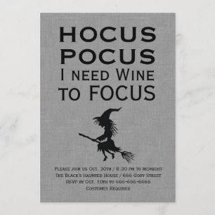 HOCUS POCUS Gray Halloween Party Invitation