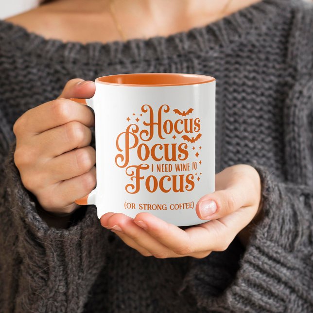 Hocus Pocus Halloween Mug (Hocus Pocus I Need Wine to Focus (and strong coffee) Halloween Mug)