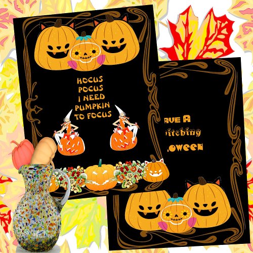 Hocus Pocus Halloween Witch Gold Frame Spooky Dark Card