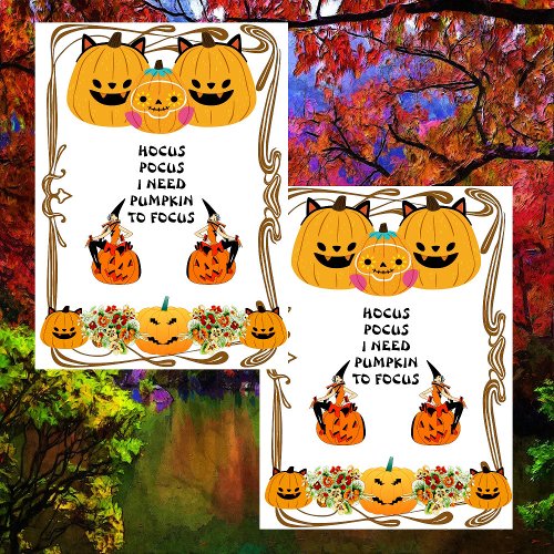 Hocus Pocus Halloween Witch Spooky Gold Frame Cute Card