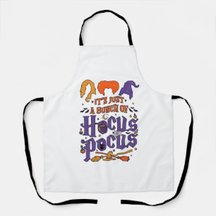 Hocus Pocus Halloween Witches Cauldron Broom Cat M Apron