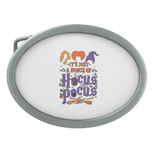 Hocus Pocus Halloween Witches Cauldron Broom Cat M Belt Buckle