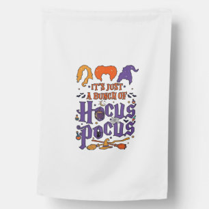 Hocus Pocus Halloween Witches Cauldron Broom Cat M House Flag