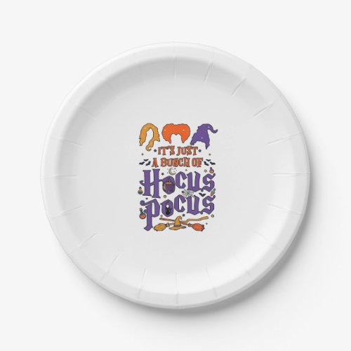 Hocus Pocus Halloween Witches Cauldron Broom Cat M Paper Plates