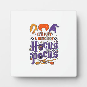 Hocus Pocus Halloween Witches Cauldron Broom Cat M Plaque