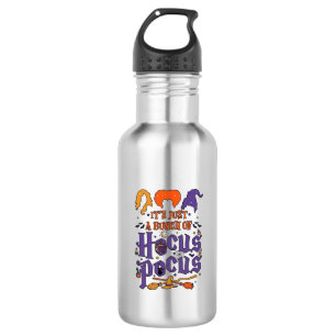 Hocus Pocus Halloween Witches Cauldron Broom Cat M Stainless Steel Water Bottle