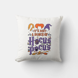 Hocus Pocus Halloween Witches Cauldron Broom Cat M Throw Pillow