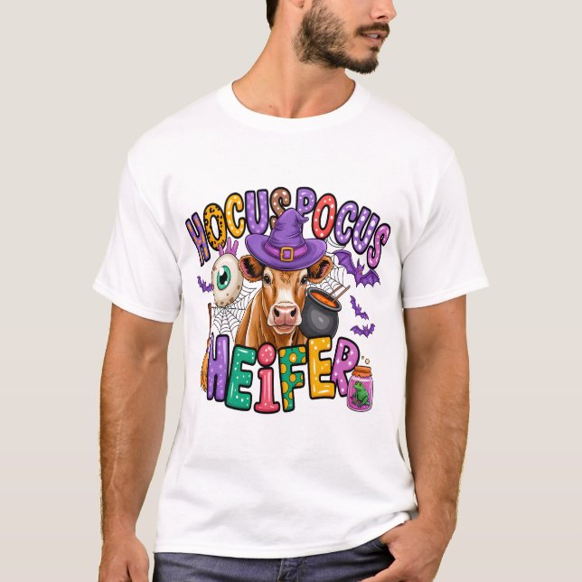Hocus Pocus Heifer Halloween Cow T-Shirt (Front)