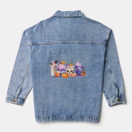 Hocus Pocus I need Coffee To Focus Funny Halloween Denim Jacket