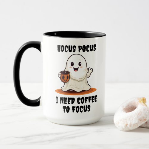 Hocus Pocus I Need Coffee to Focus Halloween Ghost Mug