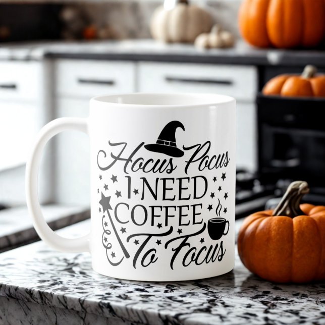 Hocus Pocus I Need Coffee To Focus Halloween Quote Mug (Creator Uploaded)