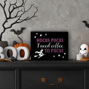 Hocus Pocus I Need Coffee to Focus Purple Wooden Box Sign
