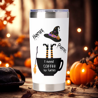 Hocus Pocus I Need Coffee to Focus Water Bottle Insulated Tumbler