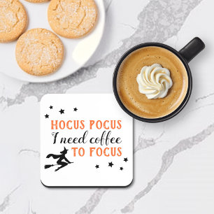 Hocus Pocus I Need Coffee to Focus White Beverage Coaster