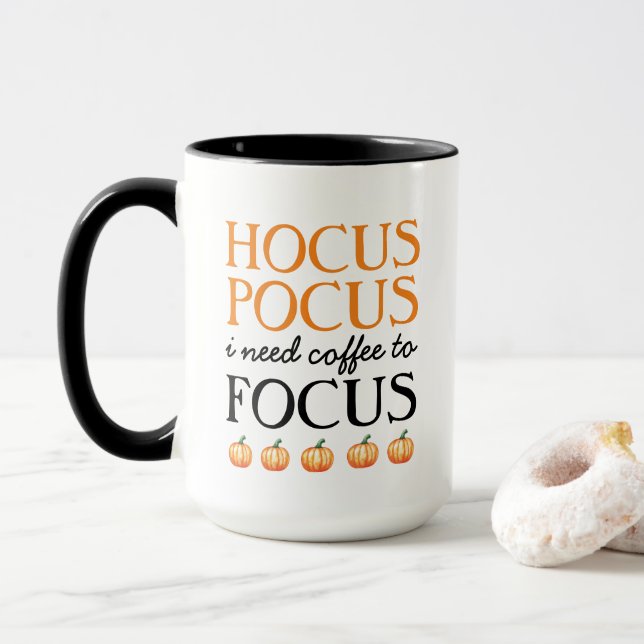 Hocus Pocus I Need Coffee to Focus with Name Mug (With Donut)