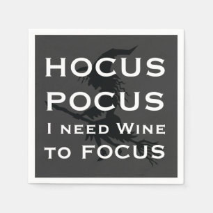 HOCUS POCUS I need Wine to FOCUS Witch Halloween Napkins