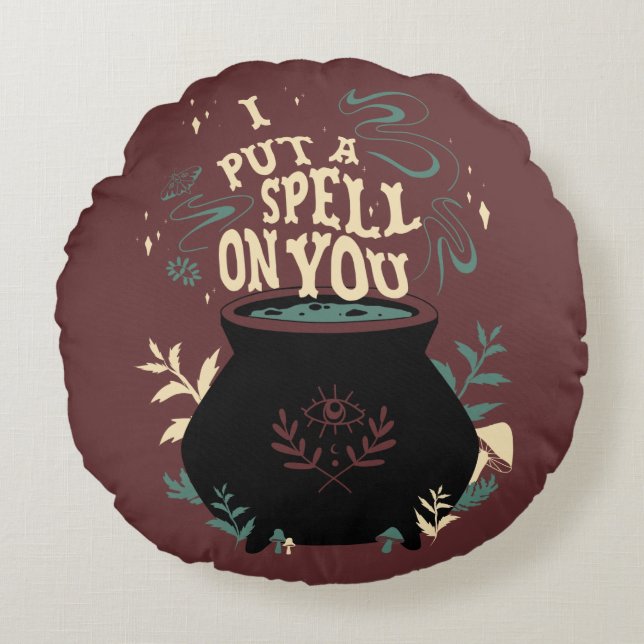 Hocus Pocus I Put a Spell on You Cauldron Round Pillow (Front)