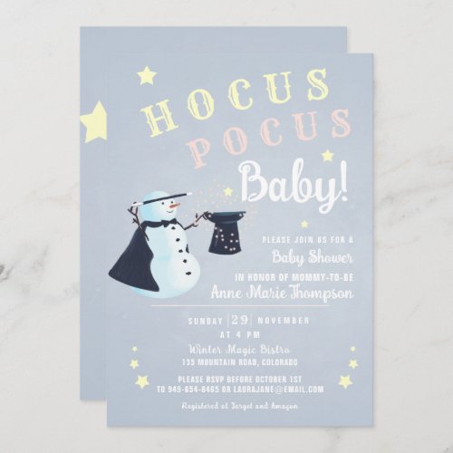 Hocus Pocus Magical Snowman Winter Baby Shower Invitation