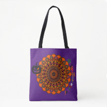 Hocus Pocus Mandala Halloween Tote Bag - Hand-Draw