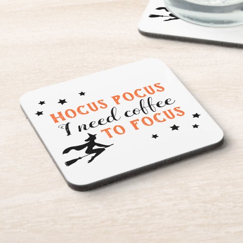 Hocus Pocus Modern Orange and Black Halloween Beverage Coaster