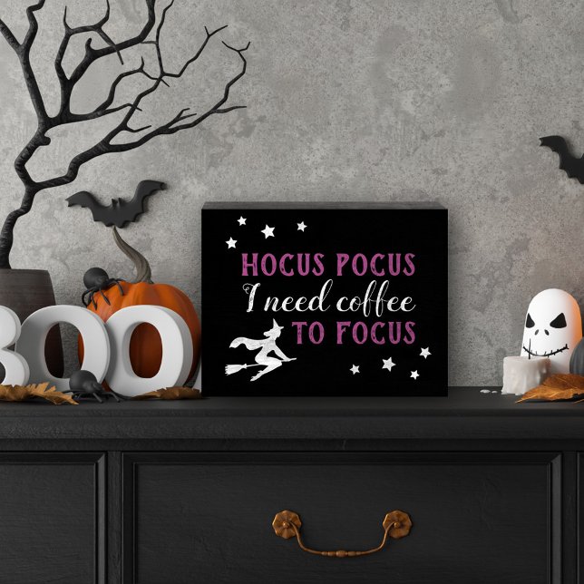 Hocus Pocus Modern Purple and Black Halloween Wooden Box Sign (Creator Uploaded)