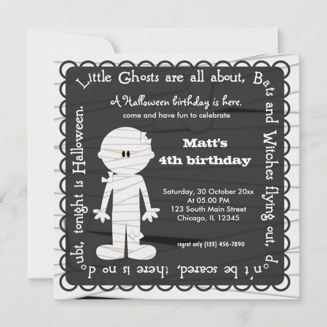 Hocus Pocus Mummy Birthday Invitation (Front)