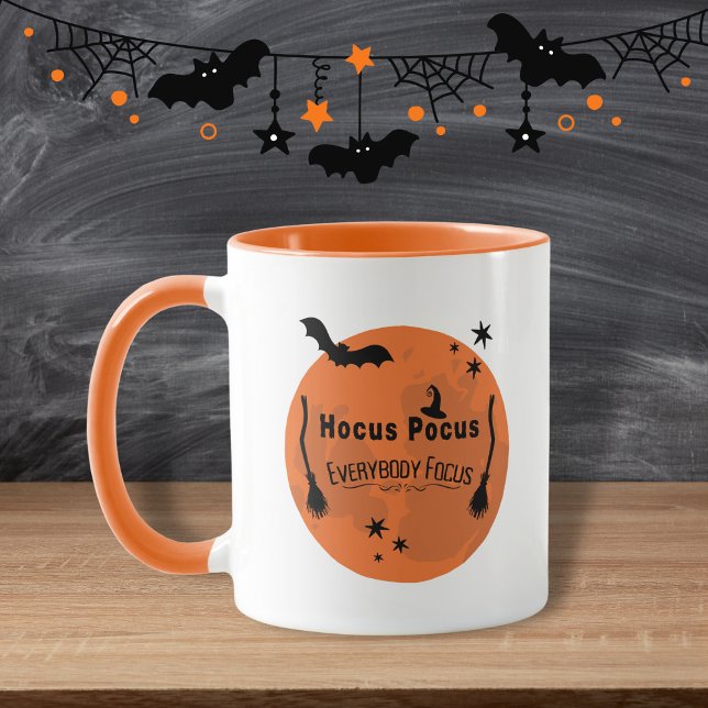 Hocus Pocus Orange Halloween Moon Teacher Mug (Creator Uploaded)