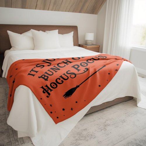 Hocus Pocus Orange Halloween Quote Fleece Blanket