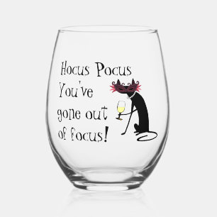 Hocus Pocus Out of Focus Halloween Wine Quote Stemless Wine Glass