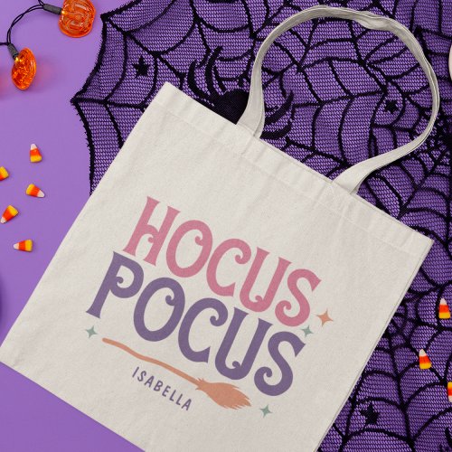Hocus Pocus Pink Purple Halloween Personalized Tote Bag