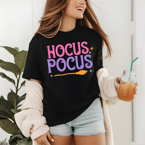 Hocus Pocus Pink Purple Halloween Typography Tri_Blend Shirt