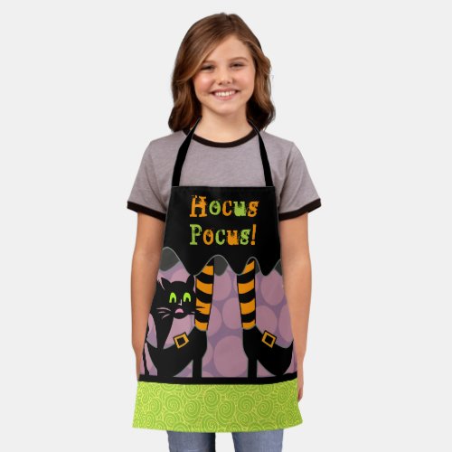 Hocus Pocus Quote Halloween Witch Legs Black Cat Apron
