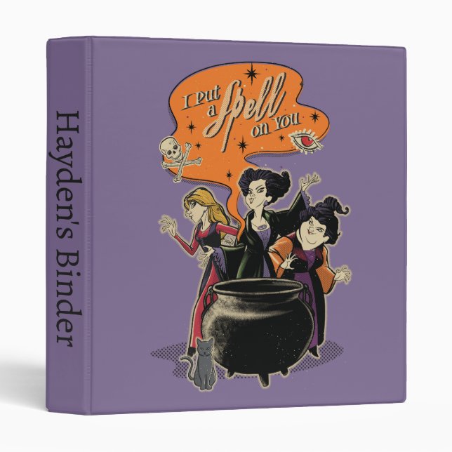 Hocus Pocus Retro Spellcasting Cauldron 3 Ring Binder (Front/Spine)