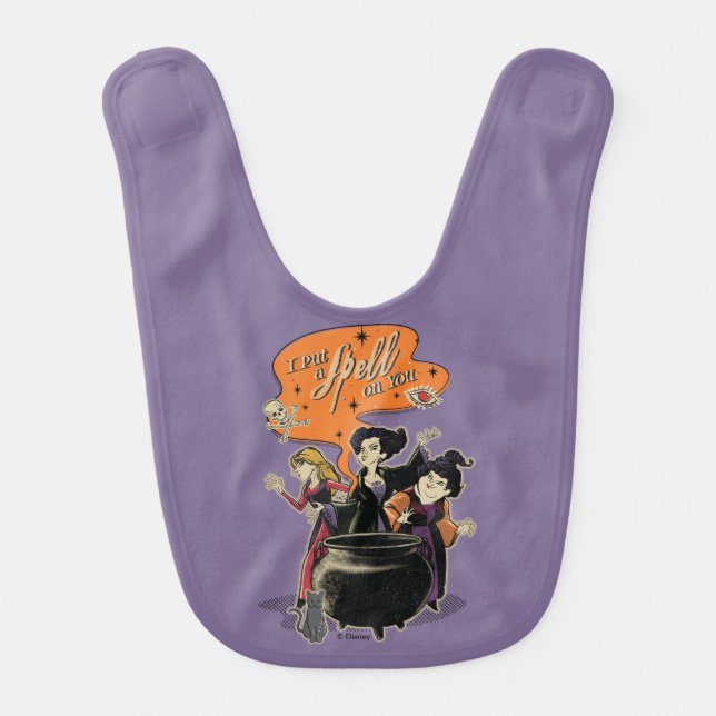 Hocus Pocus Retro Spellcasting Cauldron Baby Bib (Front)