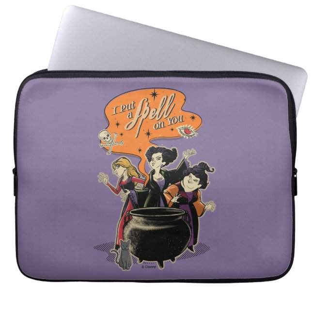 Hocus Pocus Retro Spellcasting Cauldron Laptop Sleeve (Front)