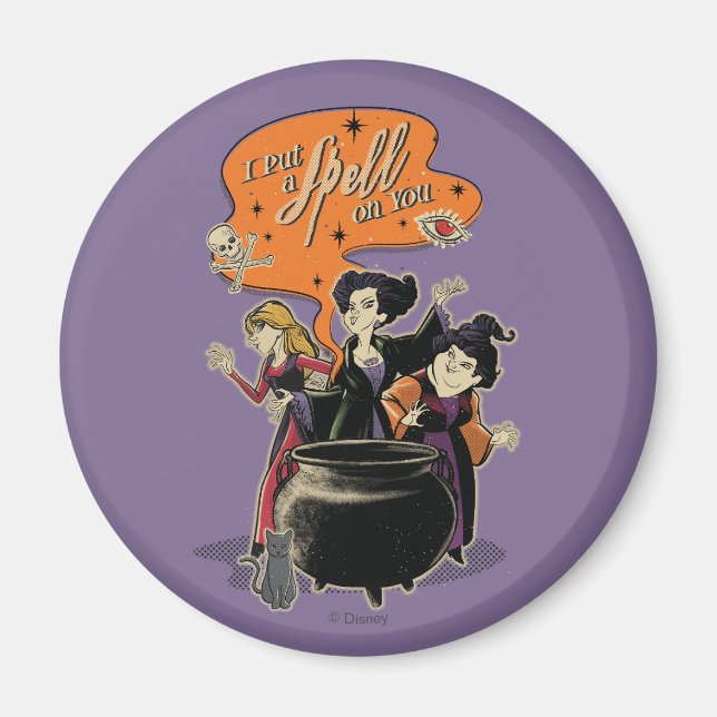 Hocus Pocus Retro Spellcasting Cauldron Magnet (Front)