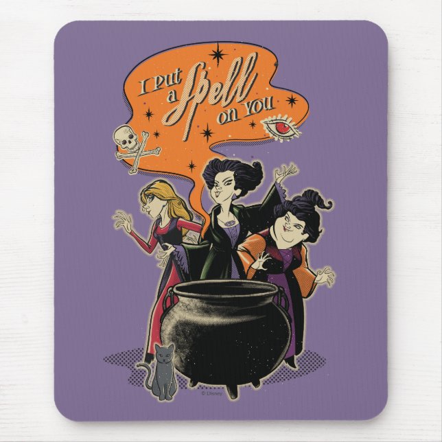 Hocus Pocus Retro Spellcasting Cauldron Mouse Pad (Front)