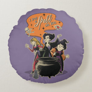 Hocus Pocus Retro Spellcasting Cauldron Round Pillow