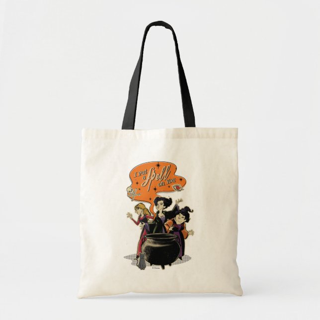 Hocus Pocus Retro Spellcasting Cauldron Tote Bag (Front)