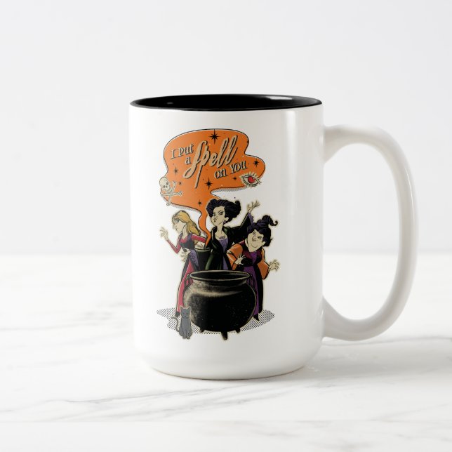 Hocus Pocus Retro Spellcasting Cauldron Two-Tone Coffee Mug (Right)