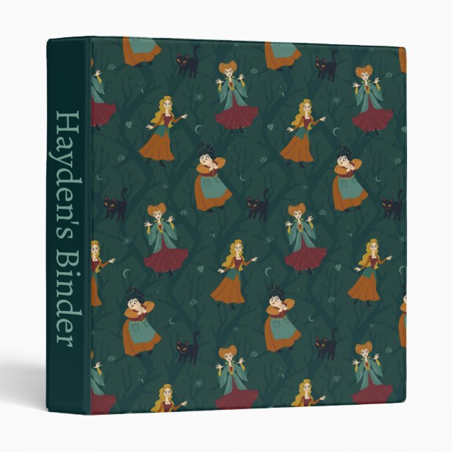 Hocus Pocus Sanderson Sisters Forest Pattern 3 Ring Binder (Front/Spine)