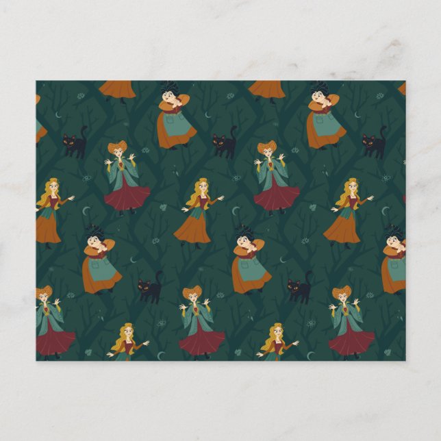 Hocus Pocus Sanderson Sisters Forest Pattern Postcard (Front)