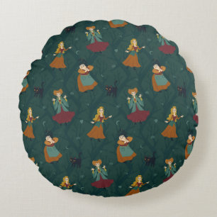 Hocus Pocus Sanderson Sisters Forest Pattern Round Pillow