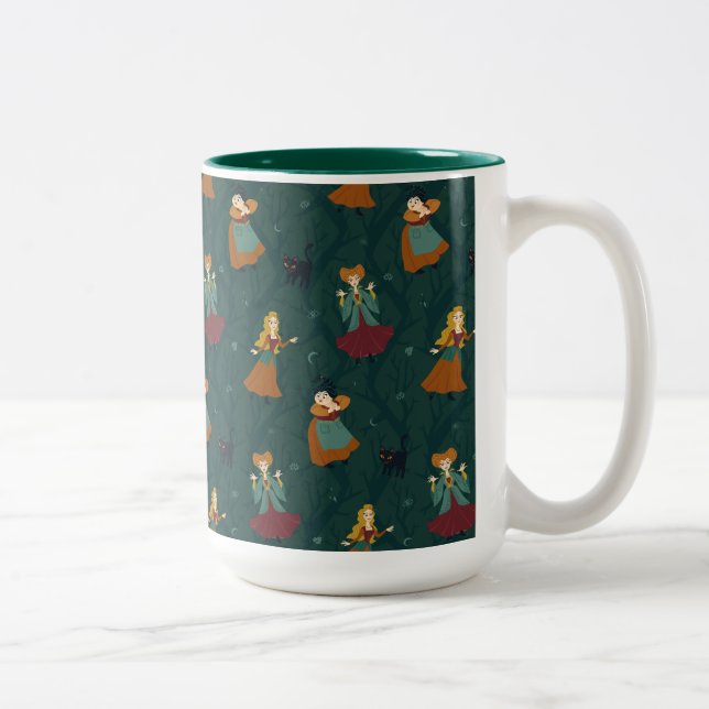 Hocus Pocus Sanderson Sisters Forest Pattern Two-Tone Coffee Mug (Right)