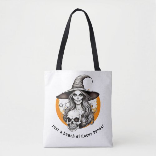 Hocus Pocus Skeleton Witch Halloween Realistic Art Tote Bag