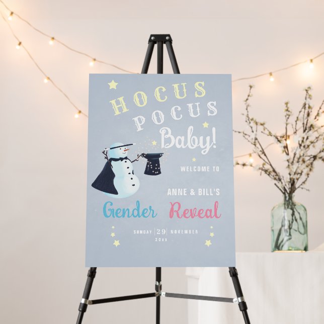Hocus Pocus Snowman Winter Gender Reveal Welcome Foam Board (In Situ (Stand))
